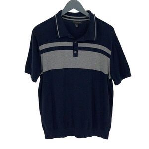 Banana Republic Mens Colorblock Short Sleeve Polo Shirt Navy Blue  Size‎ XL